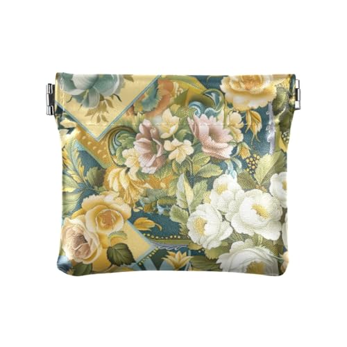 Gelbe und blaue Blumen, modische Damen-Geldbörse aus Leder, einzigartige persönliche Gegenstände, Organizer für Männer und Frauen, Reisen, Mujer para monedas von SyXIOP