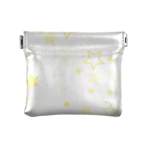 Gelbe weiße Sterne, modische kleine Leder-Münzgeldbörse, dekorative Mini-Geldbörse für Kleingeld, Münzfach für Männer und Frauen, Reiseportamonedas Para von SyXIOP