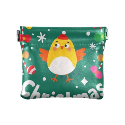 Geldbörse aus Leder, Motiv: Frohe Weihnachten, Cartoon-Vogel, modisch, für Damen und Herren, praktische Make-up-Tasche für Damen, Monedas von SyXIOP