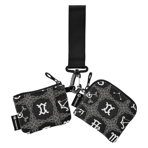 Gothic Constellation Schwarz Weiß Damen Münzgeldbörse Kartenhalter Slim Portable ID Card Holders Protector mit Reißverschlusstasche für den täglichen Gebrauch 2 Packungen de credito para Hombre von SyXIOP