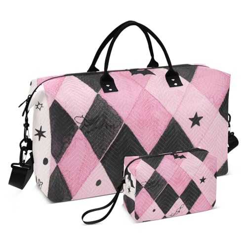 Gotische rosa Gitter-dekorative Seesack, Sporttasche, Turnbeutel mit Kulturbeutel, für Geschäftsreisen, großes Fassungsvermögen, Bolsos Para Gotische rosa Gitter-dekorative Seesack, Sporttasche, Turnbeutel mit Kulturbeutel, für Geschäftsreisen, großes Fassungsvermögen, Bolsos Para von SyXIOP