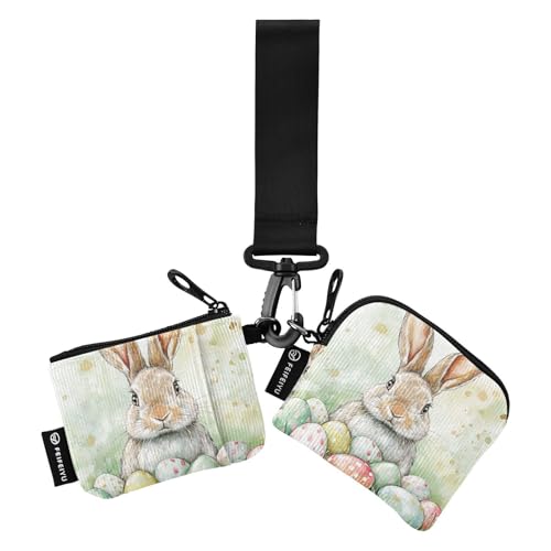 Grüne gestreifte Haseneier Ostern Damen Kleingeldbörse Kartenetuis Niedlich Mode Reißverschluss Geldbörse Geldbörse Geldbörse mit Reißverschluss Münzfach für Damen 2 Packungen de credito para Hombre von SyXIOP