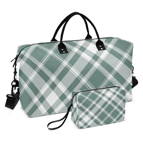 Grünes Schachbrettmuster, dekorative große Handgepäcktasche, Turnbeutel mit verstellbarem Riemen für Flugzeugreisen, faltbar, Bolso para Mujer Grünes Schachbrettmuster, dekorative große Handgepäcktasche, Turnbeutel mit verstellbarem Riemen für Flugzeugreisen, faltbar, Bolso para Mujer von SyXIOP
