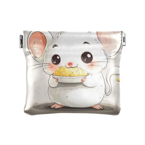 Hamster isst Lebensmittel, niedlich, modisch, PU-Leder, kleine Münzen, tragbare Organisationstaschen für Männer und Frauen, Reisen von SyXIOP