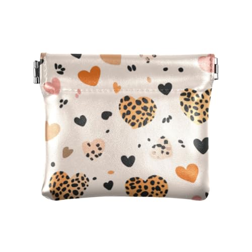 Happy Valentine Cartoon Braun Leopard Herz Mode Damen Kleine Leder Kleingeld Geldbörse Niedlich Karte Schlüssel Organizer für Männer Frauen Reise Monedas von SyXIOP