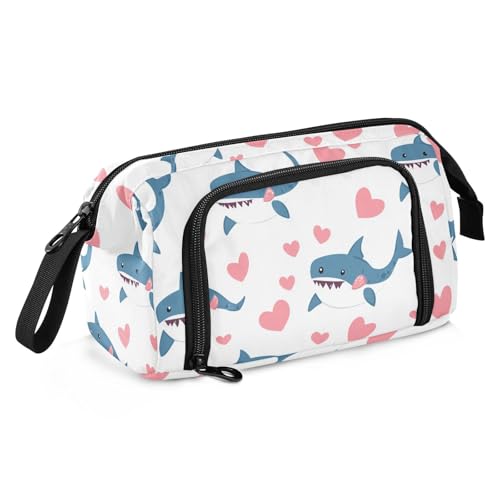Happy Valentine Cartoon Cartoon Shark White Pencil Box Large Capacity Slot Pencil Case with Slot for Man Kindergarten von SyXIOP