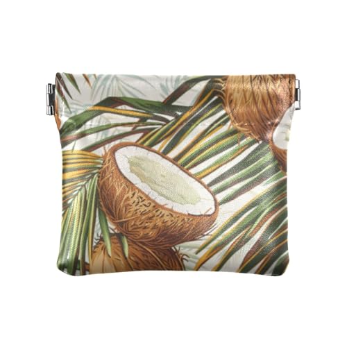 Hawaiianische braune Kokosnuss-Geldbörse für Damen, Leder, dekorativer Kartenschlüssel, Organizer für Männer und Frauen, Reisen, Bolsas Para von SyXIOP