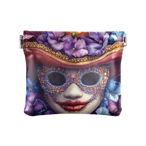 Iris Perlen Maske Donut Hut Karneval Mode Damen Herren Leder Münzgeldbörsen Einzigartige Mini-Kosmetiktasche für Männer Frauen Reisen Bolsas Para von SyXIOP