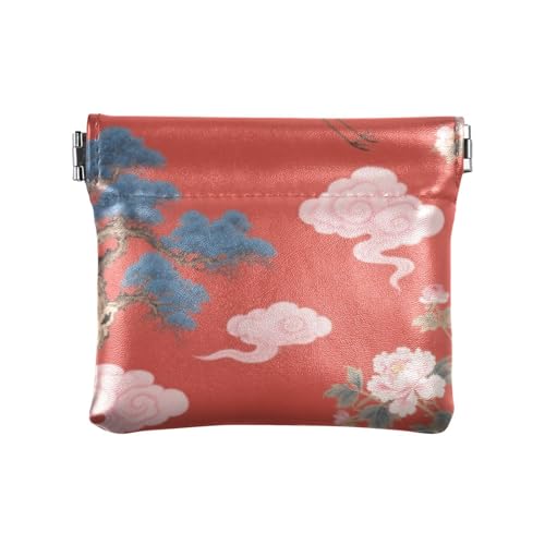 Japanischer roter Wolkenkranich, modische PU-Ledergeldbörse, praktische Make-up-Tasche, Wechselgeldbörse für Männer und Frauen, Reisen, Para Mujer Pequeno von SyXIOP