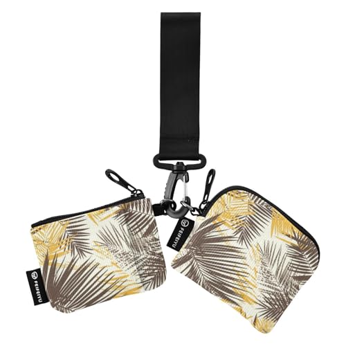 Kartenetuis für Damen, Motiv: tropische Blätter, dünn, flach, Ausweishalter, mit Schlüsselanhänger, für den täglichen Gebrauch, 2 Stück von SyXIOP