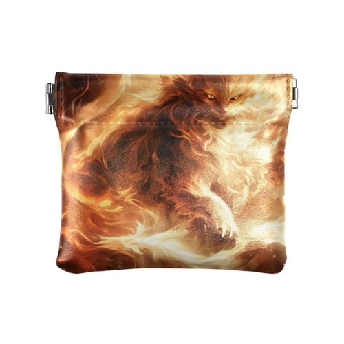 Katzen-Giclée-Geldbörse im Flammen-Stil, modisch, klein, Leder, einzigartiger Kartenhalter für Männer und Frauen, Reisen, Monedas von SyXIOP
