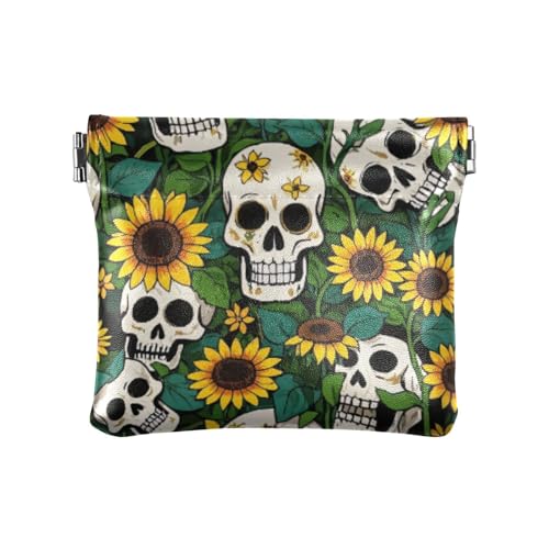 Kleine Geldbörse aus Leder, Motiv: grüner Sonnenblumentopf, wasserdicht, Mini-Make-up-Tasche für Männer und Frauen, Reisen, Mujer para monedas von SyXIOP