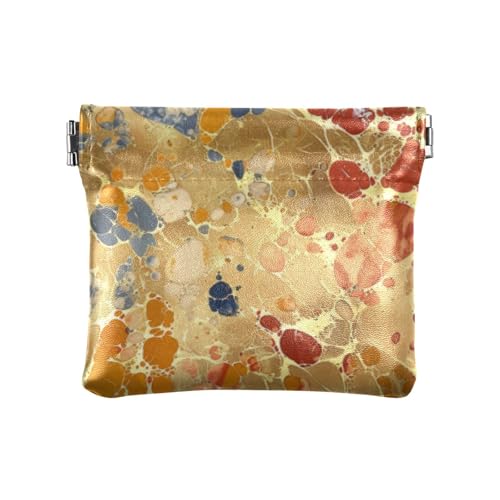 Kleine Geldbörse aus Leder mit rotem und goldenem Marmor, für Damen, Schlüssel-Organizer für Männer und Frauen, Reisen, Guarda Monedas Para Carro von SyXIOP