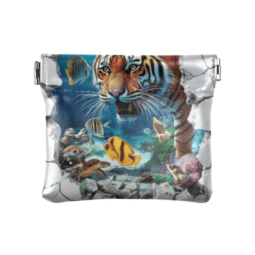 Kleine Geldbörse mit 3D-Tiger-Motiv, für Damen, klein, Leder, Kleingeldbörse, praktische Mini-Kartenhalter, Geldbörse für Männer und Frauen, Reisen, Bolsas Para von SyXIOP