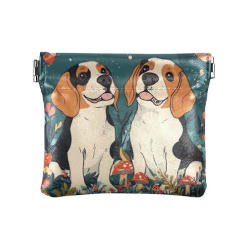 Kleine Münzgeldbörse, Motiv: niedliche Beagle-Hunde, blaugrün, aus PU-Leder, ausgefallene Karte, Schlüssel-Organizer für Männer und Frauen, Reisen, monedas para carro von SyXIOP