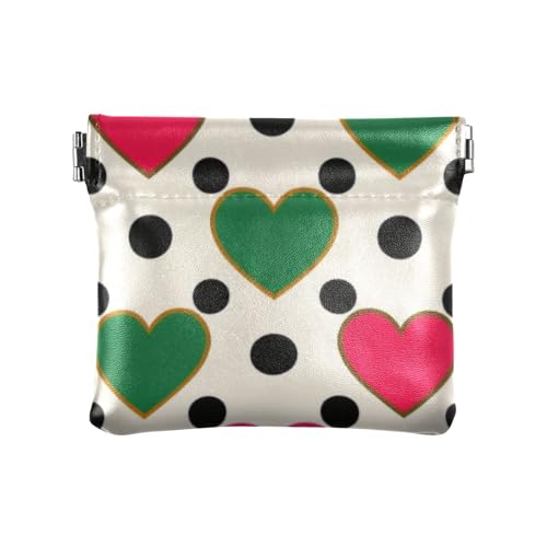 Kleines Portemonnaie aus Leder, buntes Herz, gepunktet, modisch, wasserdicht, für Männer und Frauen, Reisen, Monedero para Hombre von SyXIOP