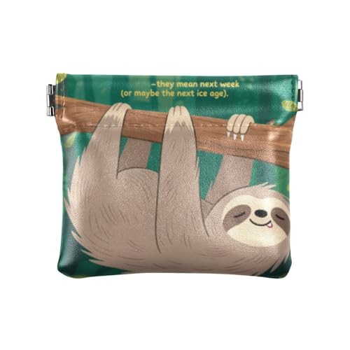 Lazy Sloth Green Fashion Damen Leder Münzgeldbörsen Pouches Cute Mini Geldbörse Geldbörse für Frauen bolsas para monedas de von SyXIOP