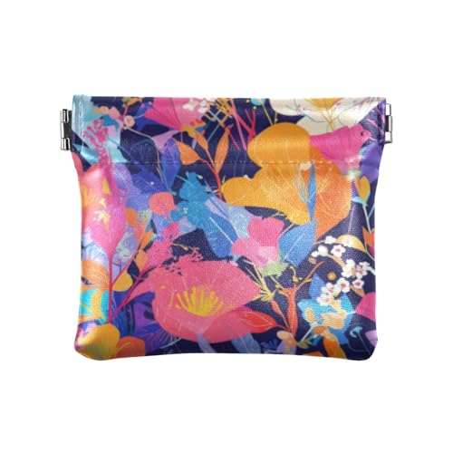 Lebendige bunte Blumen Mode Damen Leder Münzgeldbörse Praktischer Verschluss Geldbörse Kartenhalter für Frauen Guarda Monedas Para Carro von SyXIOP