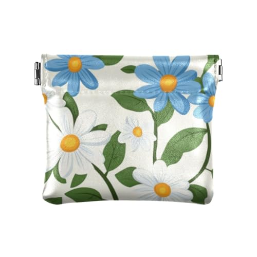 Little Blue Daisies Flowers Fashion Damen PU Leder Münzbörse Praktische Mini Kleingeld Geldbörse Münzfach für Frauen MONEDERO Pequeno Para Mujer von SyXIOP
