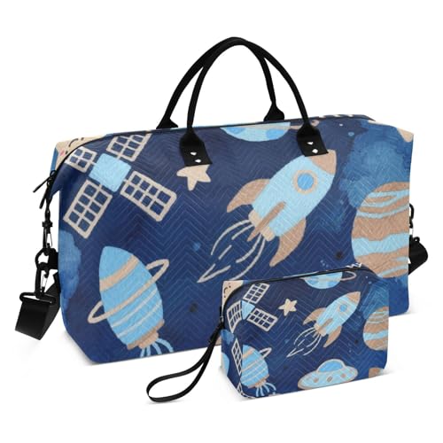 Lovely Blue Rockets Planet Dekorative Weekender Duffel Bag Sport Training Tasche mit verstellbarem Riemen für Trekking Faltbar Bolsa de Gym para Mujer von SyXIOP