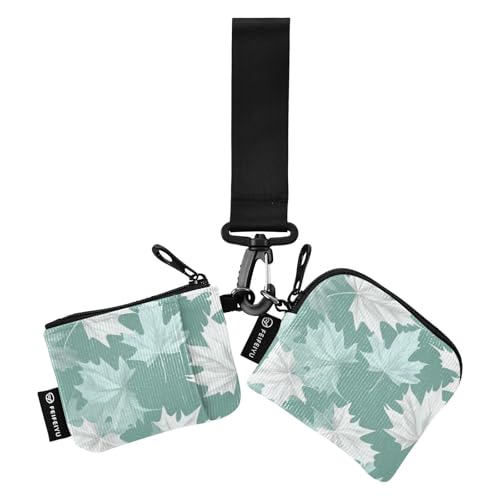 Maple Leaves Mint Greenmless Pattern_3 Damen Münzgeldbörsen Kartenetuis Niedliche Mode Münzbörse Kleingeldhalter mit Schlüsselanhänger für Frauen 2 Packungen Tarjeteros para Mujer von SyXIOP