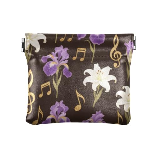 Modische Geldbörse aus Leder mit Blumenmuster und Musikmuster, einzigartige Mini-Make-up-Tasche für Männer und Frauen, Reise-Portamonedas Para von SyXIOP