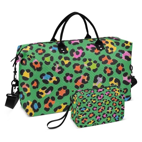 Modische Tasche, Leopardenmuster, Grün, dekorative Schultertasche, Übernachtungstasche, Workout-Tasche, mit Kulturbeutel für Sport, wasserdicht, Bolsas Para Modische Tasche, Leopardenmuster, Grün, dekorative Schultertasche, Übernachtungstasche, Workout-Tasche, mit Kulturbeutel für Sport, wasserdicht, Bolsas Para von SyXIOP