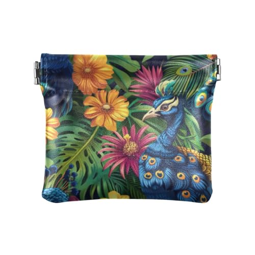 Monedas Para Geldbörse aus Leder mit Ölgemälde, Pfau, Olivgrün, einzigartiger Schmuck-Organizer für Damen Monedas Para Geldbörse aus Leder mit Ölgemälde, Pfau, Olivgrün, einzigartiger Schmuck-Organizer für Damen von SyXIOP