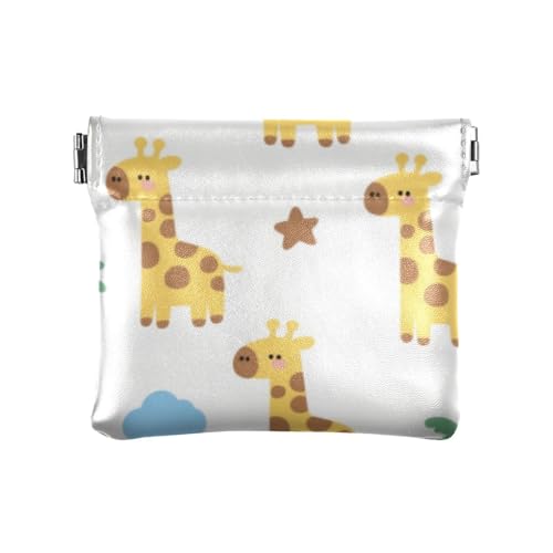 Monedas Para Geldbörse für Damen, niedliches Cartoon-Design, gelbe Giraffe, Leder, tragbar, Kleingeldhalter, Karten-Organizer für Frauen von SyXIOP