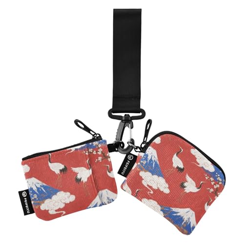 Mujer Para, japanische Kranichhalterung, Fuji, Damengeldbörse, Kartenetui, niedlich, modisch, Reißverschluss, Münzgeldbörse mit Schlüsselanhänger, für den täglichen Gebrauch, 2 Stück von SyXIOP