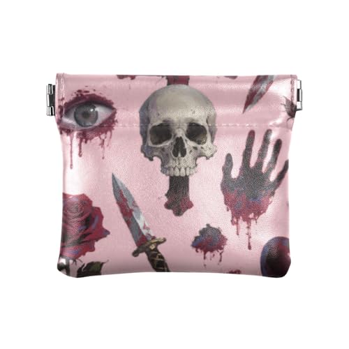 Mujer Para Monedas Geldbörse für Damen, Gothic, rote Rose, Totenkopf, modisch, PU-Leder, niedlicher Kartenschlüssel Mujer Para Monedas Geldbörse für Damen, Gothic, rote Rose, Totenkopf, modisch, PU-Leder, niedlicher Kartenschlüssel von SyXIOP