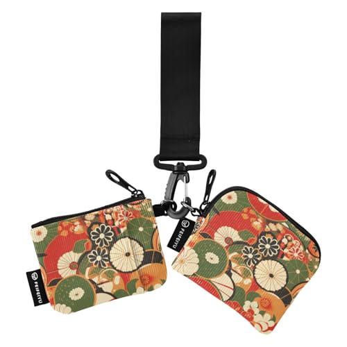 Mujer Para Tarjetas Geldbörse mit rundem Blumenmotiv im Retro-Stil für Damen, kompakte Größe, Schlüsselhalter mit Schlüsselanhänger für den täglichen Gebrauch, 2 Stück Mujer Para Tarjetas Geldbörse mit rundem Blumenmotiv im Retro-Stil für Damen, kompakte Größe, Schlüsselhalter mit Schlüsselanhänger für den täglichen Gebrauch, 2 Stück von SyXIOP