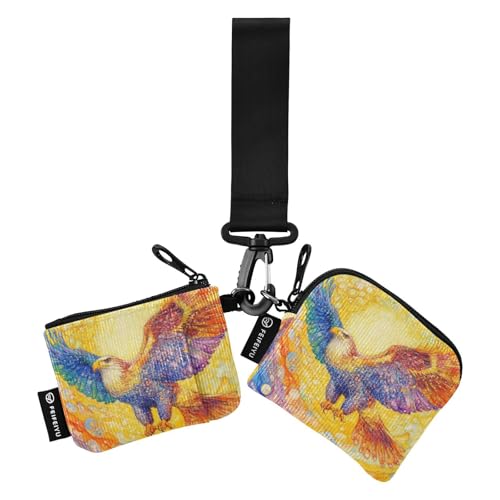 Mysterious Yellow Bird Dual Coin Purse Credit Card Holder Wallet Minimalist Key Chain Wallet Change Purse with Zipper Pocket for Daily Use 2 Packs billetera de Mujer para tarjetas von SyXIOP