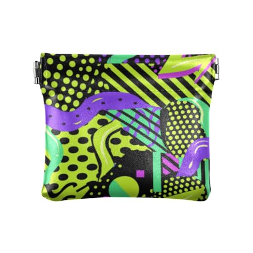 Neon-Farben, abstrakte Mode, Damen, Leder, Münzgeldbörse, tragbare Organisationstaschen für Frauen, mondero de Tela para Mujer von SyXIOP