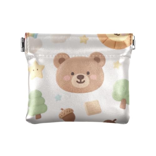 Niedliche Cartoon-Geldbörse mit braunem Regenbogen-Teddybär, modisch, für Damen, PU-Leder, Münzgeldbörse mit Verschluss, für Männer und Frauen, Reisen, Mini Monedas von SyXIOP