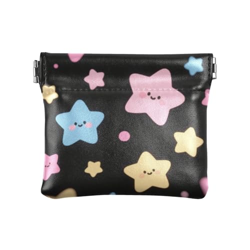 Niedliche Cartoon-Geldbörse mit bunten Sternen für Damen, Leder, wasserdicht, für Männer und Frauen, Reisen, Para Mujer Pequeno von SyXIOP
