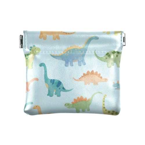 Niedliche Cartoon-Geldbörse mit grünem Dinosaurier-Motiv, für Damen, Leder, Münzgeldbörse, dekorative Geldbörse mit Verschluss, für Männer und Frauen, Reisen, pequena para von SyXIOP