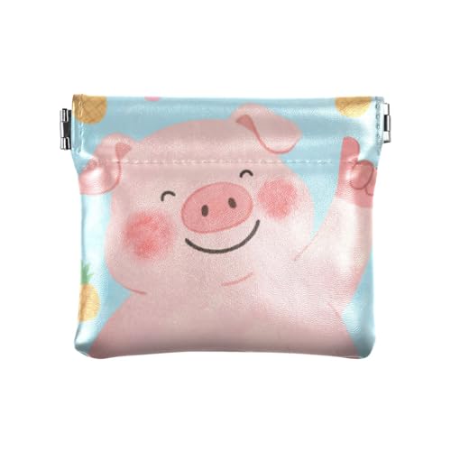 Niedliche Cartoon-Geldbörse mit rosa Schweinchen für Damen, kleine Leder-Münzgeldbörse, niedlicher Mini-Kosmetikkoffer für Männer und Frauen, Reise-Bolsitas von SyXIOP