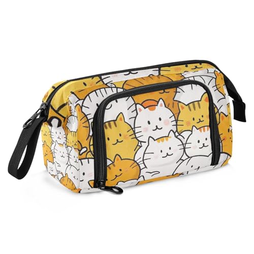 Niedliche Cartoon-Katzen-Federmäppchen, großes Fassungsvermögen, Make-up-Tasche mit Reißverschluss, für Studenten, Schulbedarf Niedliche Cartoon-Katzen-Federmäppchen, großes Fassungsvermögen, Make-up-Tasche mit Reißverschluss, für Studenten, Schulbedarf von SyXIOP