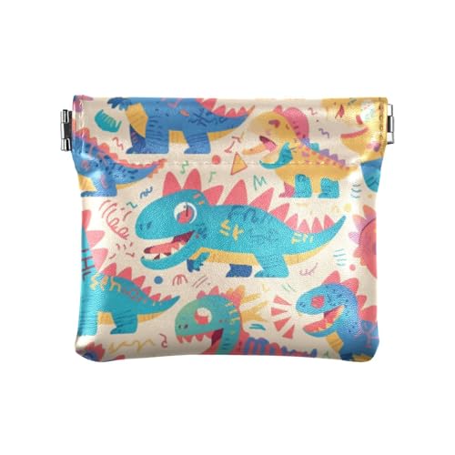 Niedliche Cartoon- und bunte Dinosaurier, modische Damen-Geldbörse aus PU-Leder, einzigartige Mini-Geldbörse für Kleingeld, Münzfach für Männer und Frauen, Reise de Monedas Para Carro von SyXIOP