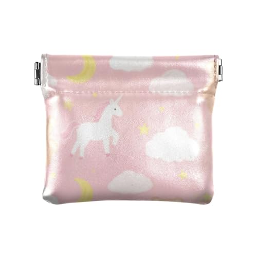 Niedliche Cartoon-weiße Einhörner, modische Damen-Geldbörse aus PU-Leder, wasserdicht, Mini-Kartenhalter, Geldbörse für Männer und Frauen, Reisen, Bolsas Para Monedas de Mujer von SyXIOP