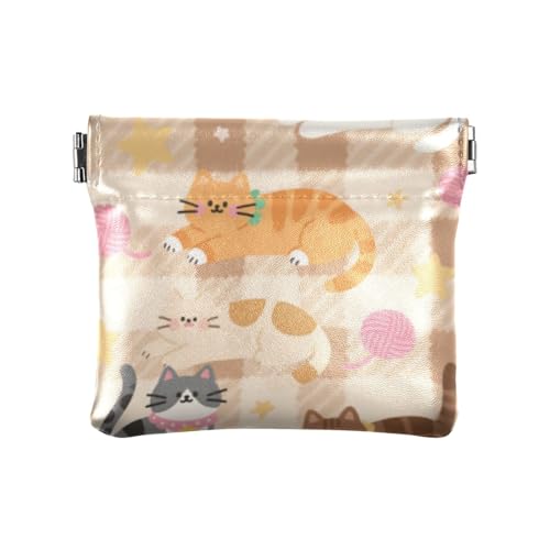 Niedliche braune Cartoon-Kätzchen-Geldbörse, modisch, klein, Leder, tragbar, Mini-Geldbörse für Männer und Frauen, Reise-Pequena Para von SyXIOP