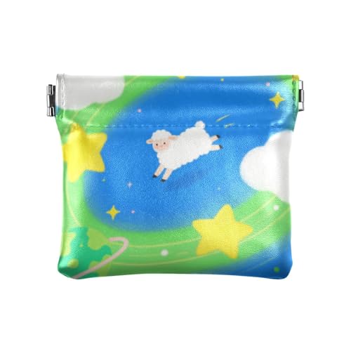 Niedliches Cartoon-weißes Schaf, modische Damen-Geldbörse aus Leder, dekorative Tasche, Geldbörse, Make-up-Tasche für Männer und Frauen, Reisen, monderos de Mujer para monedas von SyXIOP