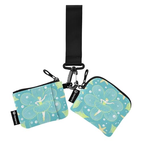 Ocean Animal Seestern Fairy Chartreuse Damen Dual Wallets Visitenkartenetuis Slim Portable Kleingeld Geldbörse Geldbörse Geldbörse mit Reißverschlusstasche für Frauen 2 Stück billetera de Mujer para von SyXIOP