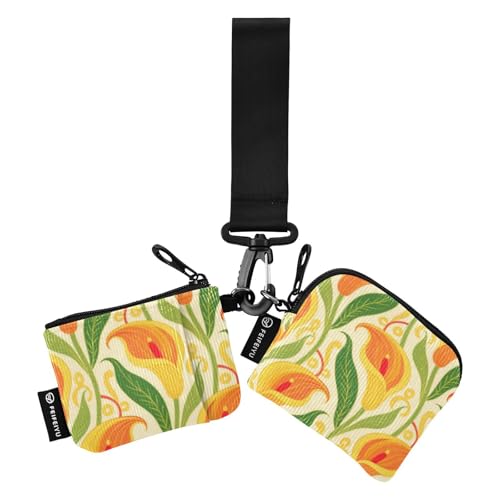 Orange Calla Lily Flowers Dual Coin Purse Credit Card Holder Wallet Compact Size Credit Card Wallet Case with Zipper Coin Pocket for Woman 2 Pcs monedero para tarjetas de credito von SyXIOP