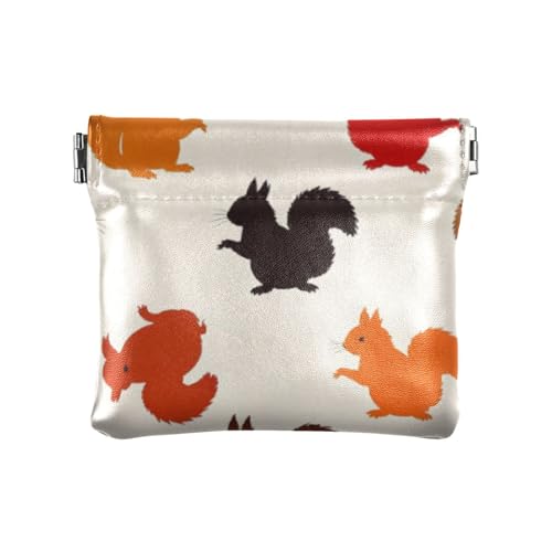 Para Monedas Geldbörse für Damen, Cartoon-Eichhörnchen-Silhouette, Leder, niedlicher Kleingeldhalter, Kartenorganizer für Frauen, Beige von SyXIOP