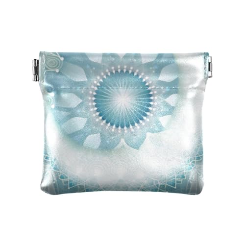 Para Monedas Geldbörse im Boho-Mandala-Blumenmuster, Hellblau, 1 modisch, klein, Leder, ausgefallener Verschluss, Geldbörse, Kartenhalter für Frauen von SyXIOP