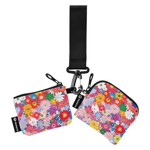 Parents' Day Schöne Blumen Damen Kleingeldbörse Kartenetuis Dünn Flach Visitenkartenetui Geld Organizer mit Armband für Damen 2 Stück Porta Tarjetas de crédito von SyXIOP