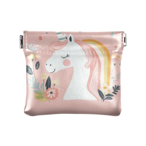 Pastell Regenbogen verträumte Einhörner Mode PU-Leder kleine Münzen dekorative Kartenetuis Geld Organizer für Frauen Bolsitas Para von SyXIOP