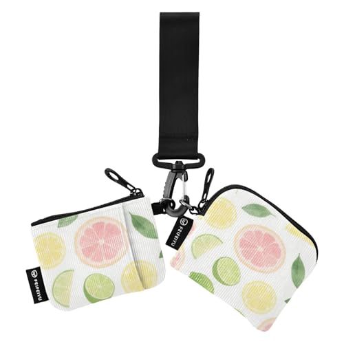 Pink Summer Lemon Damen Kleingeldbörse Kartenetuis Kompakte Größe Handgelenktasche Schlüsselhalter mit Armband für den täglichen Gebrauch 2 Stück Tarjetero para Credit von SyXIOP